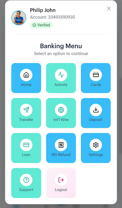 Online Banking website Dashboard and features